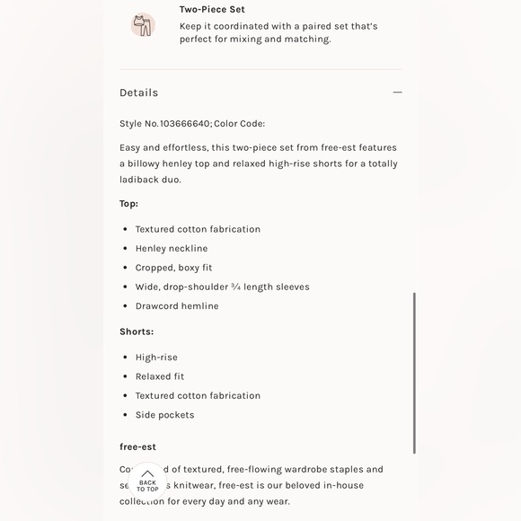 NWT FREE PEOPLE
Cyrus Shorts Set - Dried Hydrangea - Picture 6 of 8